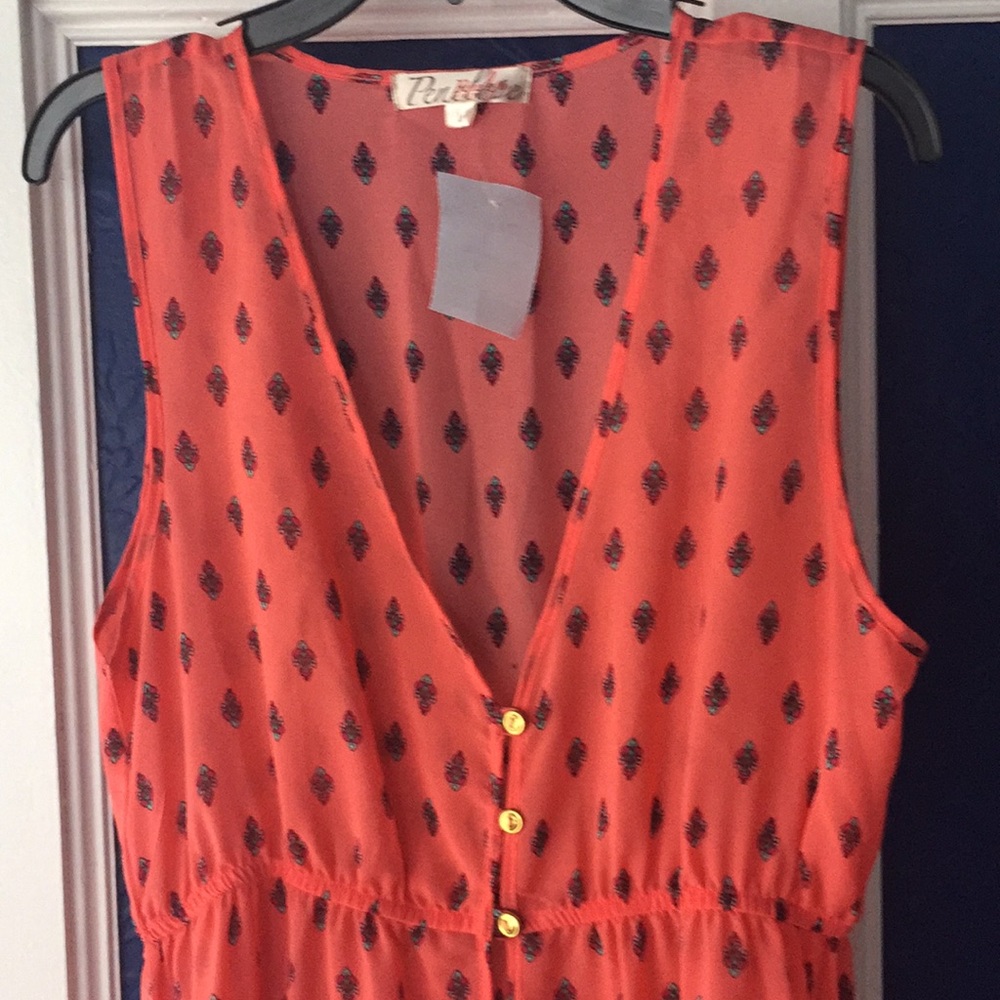 Penelope duster cover up wrap. Coral blue gold